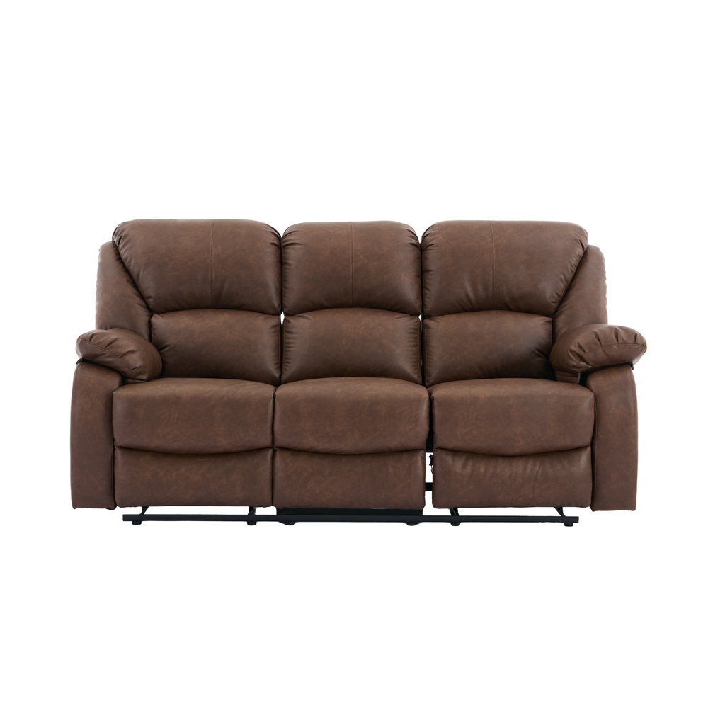 PULITO เก้าอี้พักผ่อนหนังสังเคราะห์ 3 ที่นั่ง รุ่น KASTOR ขนาด 196x97-167x101-78 ซม. สีน้ำตาล