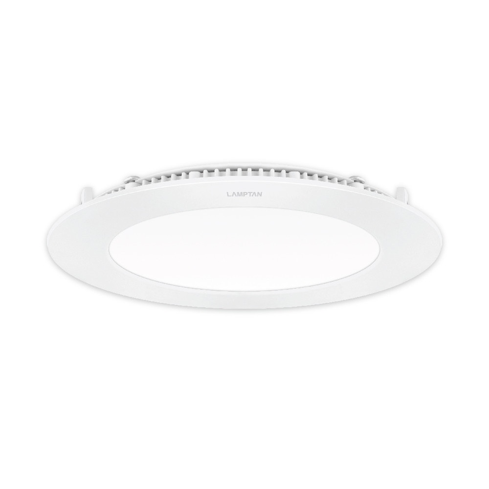 LAMPTAN โคมดาวน์ไลท์ LED แบบฝังหน้ากลม 5นิ้ว 9W ขอบขาว รุ่นอัลตร้าสลิม อลูมิเนียม แสงเดย์ไลท์