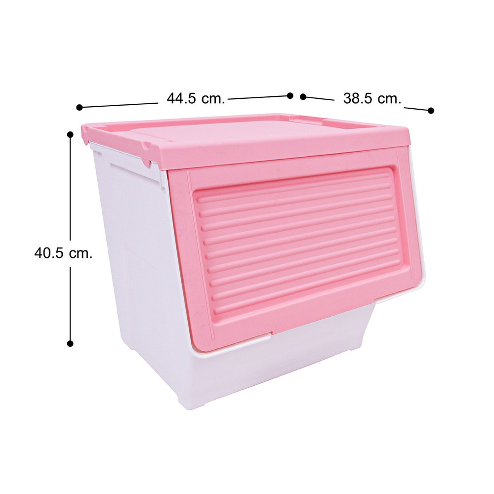 PETCH กล่องเก็บของพร้อมฝาสไลด์ size L 44x42x40.5cm. รุ่น 8221 สีชมพู
