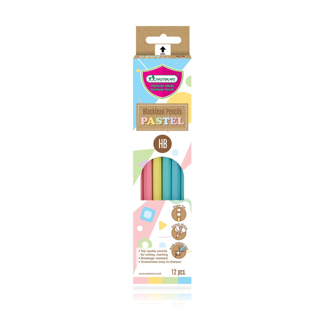 Masterart ดินสอไม้ HB ลายพาสเทล (12แท่ง/กล่อง)