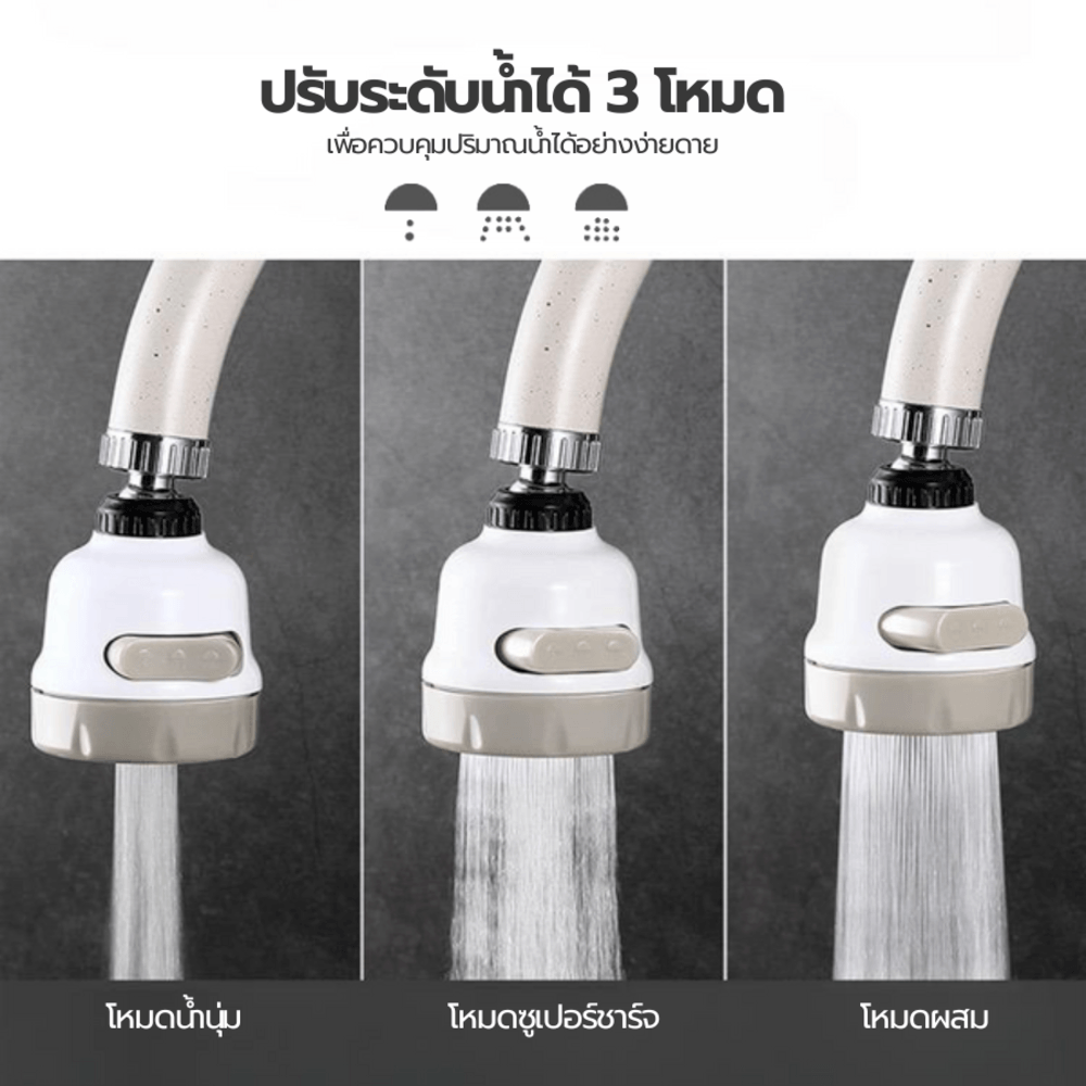 Iris หัวต่อก๊อกน้ำ 3 ระดับ รุ่น MUF03 ขนาด 5.2x5.2x7.5ซม. สีขาว