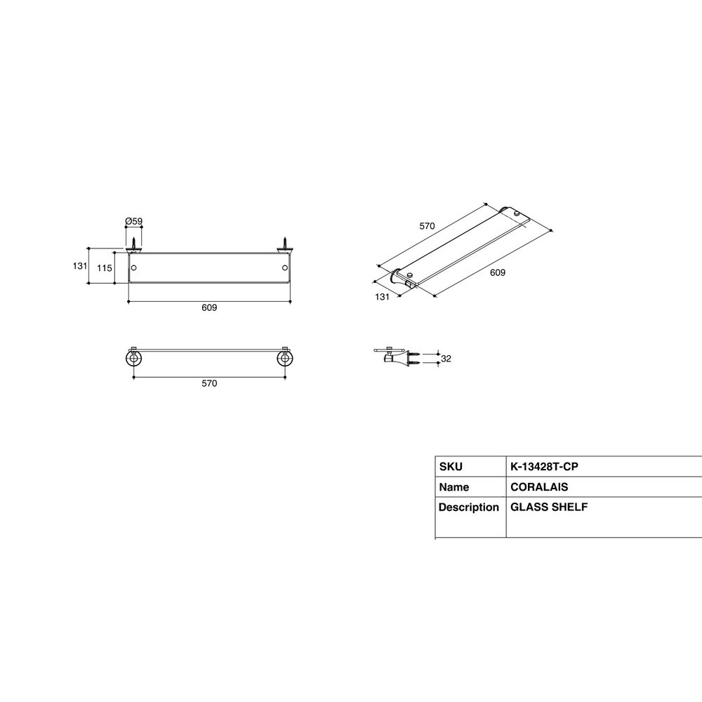 ชั้นวางของแบบกระจก รุ่นคอรัลลิส K-13428T