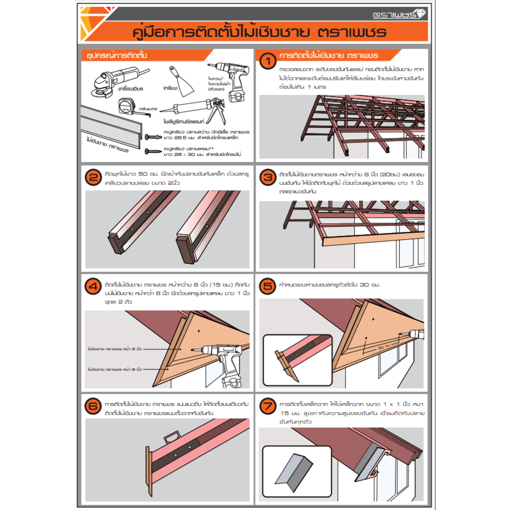 ตราเพชร เชิงชายลบมุม 1.6x20x400 ซม. สีรองพื้นเหลืองออร์คิด