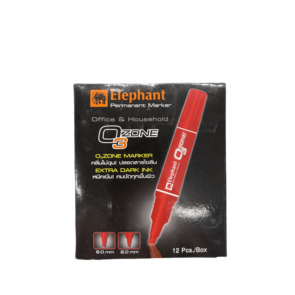 Elephant ปากกาเคมี 2 หัว (12ด้าม/แพ็ค) หมึกสีแดง