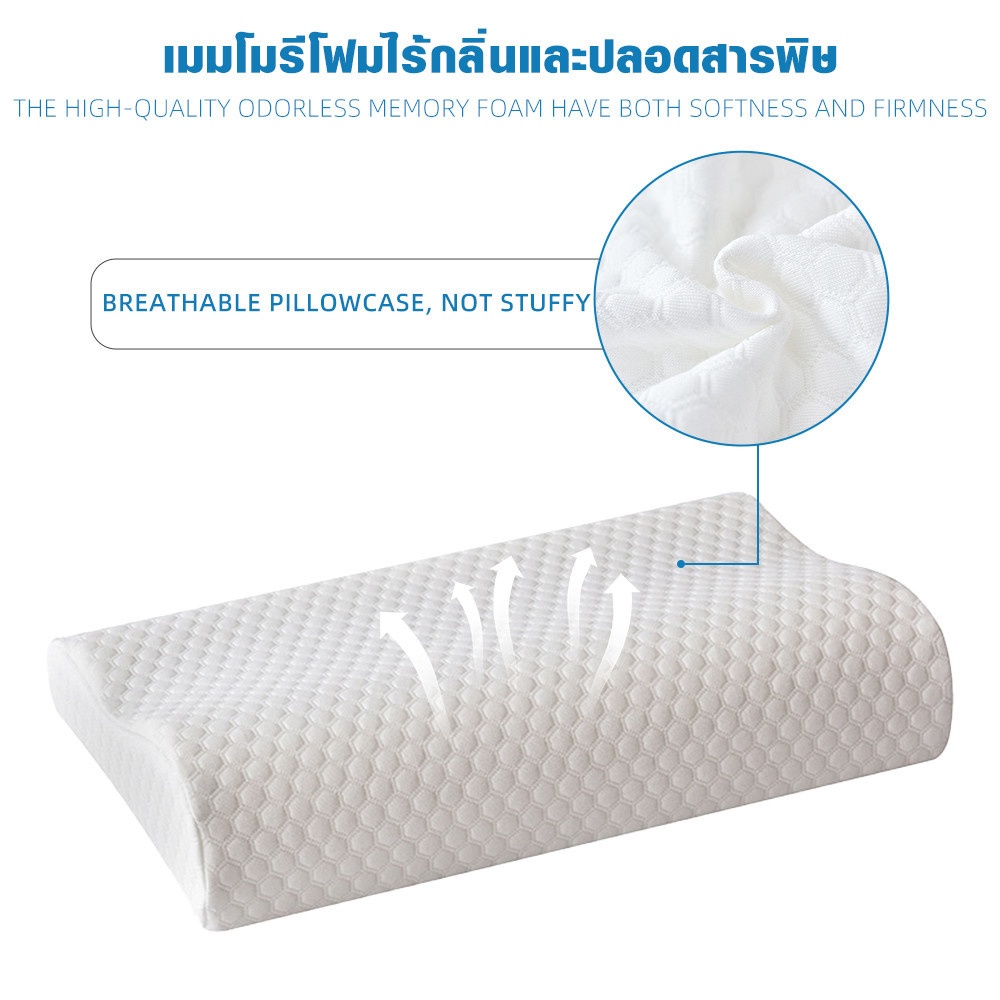 TRUFFLE หมอนหนุนเมมโมรี่ รุ่น DORINA-03 ขนาด 30x50x10 ซม. สีขาว