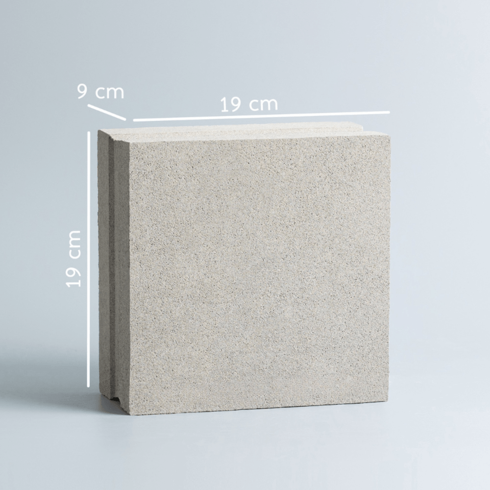 วีบล็อค อิฐบล็อกทีบ แบบสี่เหลี่ยม ขนาด 19x19x9ซม.