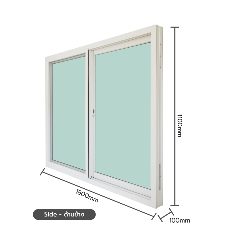WELLINGTAN (VERTA) หน้าต่างไวนิลบานเลื่อน SS GW002 ขนาด 180x150ซม. สีขาว พร้อมมุ้ง
