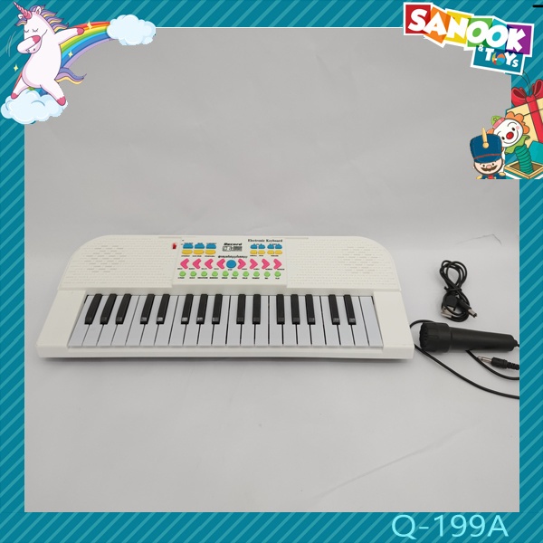 TOYS ของเล่นเปียโนไฟฟ้าพร้อมไมโครโฟน#Q-199A ขนาด 42x16x5 ซม.คละสี