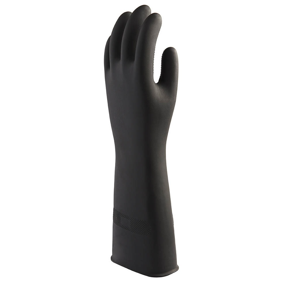 STRONG MAN ถุงมือยางหนาพิเศษ ทนสารคมี Size L ยาว 16 นิ้ว รุ่น HEAVY DUTY สีดำ