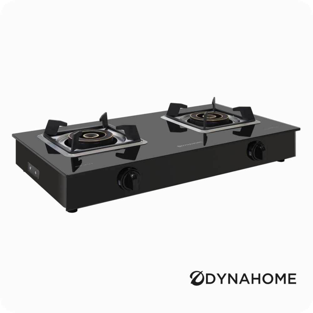 DYNAHOME เตาแก๊สตั้งโต๊ะ 2 หัวเตา หน้ากระจกนิรภัย รุ่น DH-777-F สีดำ