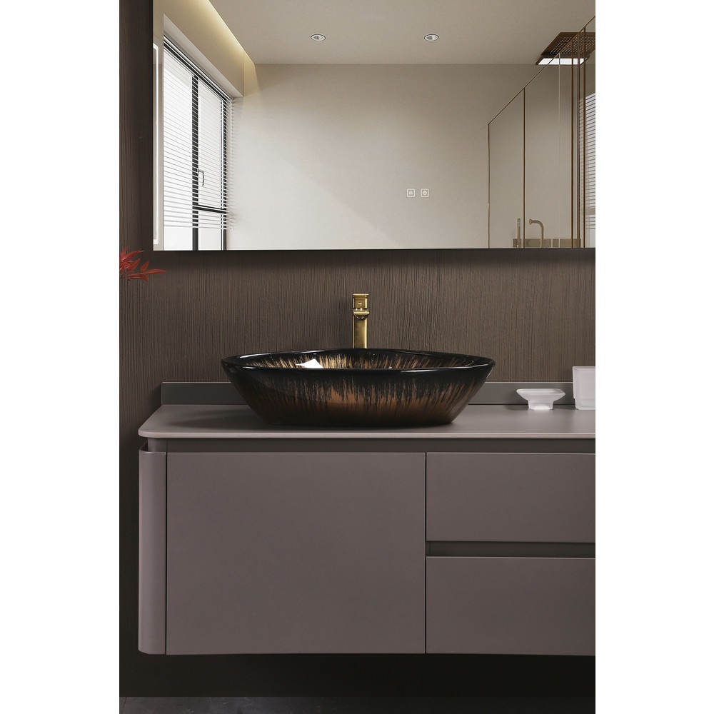 Verno อ่างวางบนเคาน์เตอร์ก๊อกนอกอ่าง ขนาด 60x39.5x14cm รุ่น Carara marble A170A-T07 ลายเส้น สีดำ