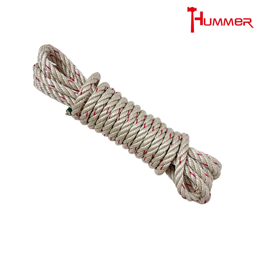 HUMMER เชือกใยยักษ์ ขนาด 6มม. ยาว 20เมตร รุ่น SP06-20 สีขาวคาดแดง
