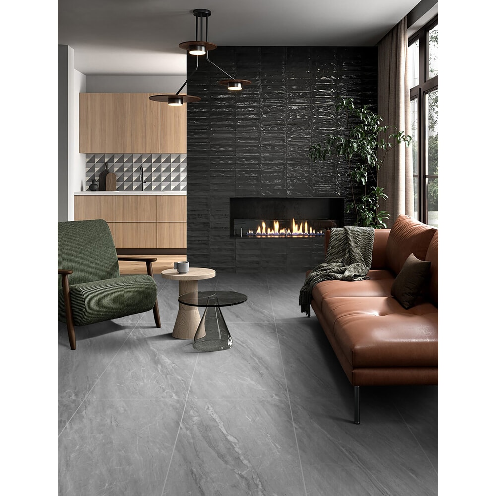 La Arezza 60X120 ซม.กระเบื้องพอร์ซเลน รุ่น Zenstona dark gray (DGD12600LA02) Matt - Hone Random (2pcs /box 1.44 sqm)