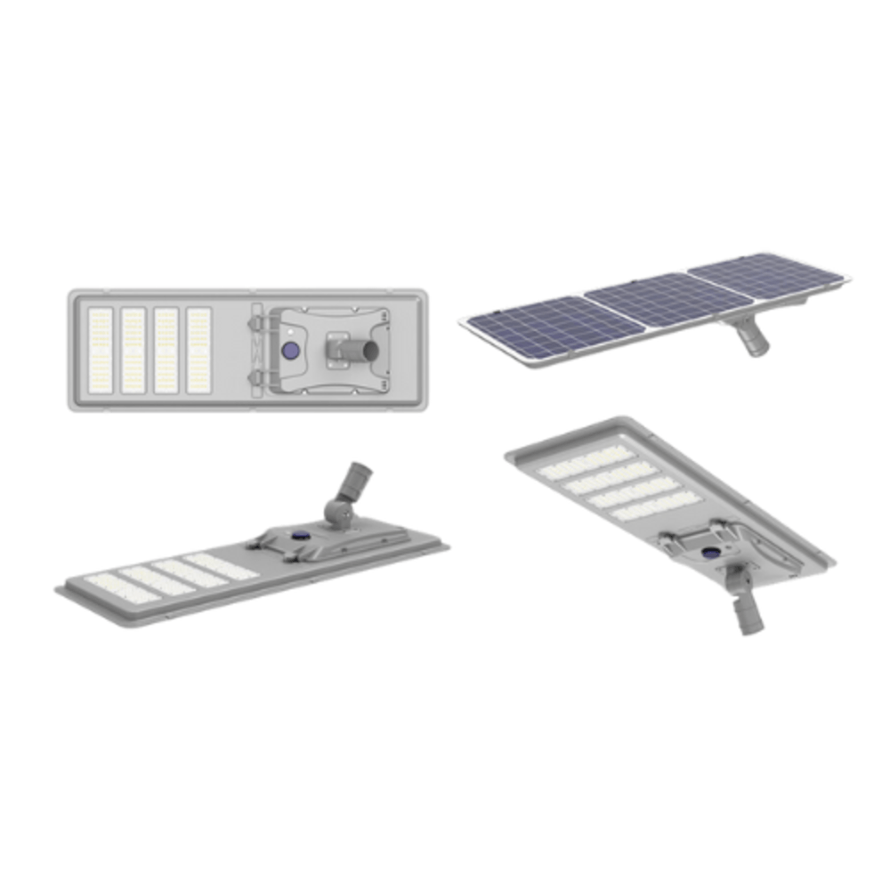 EILON โคมไฟถนนหัวเสาโซล่าเซลล์ 300W แสงวอร์มไวท์ รุ่น ETLD-YT300W สี Silver