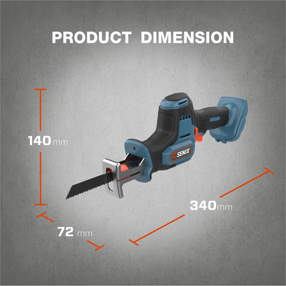 SENIX เลื่อยชักไร้สาย Brushless 20 มม. 20V(Max) (พร้อมแบตเตอรี่ 2.0Ah 1 ก้อน) รุ่น PSRX2-L1-EU สีน้ำเงิน - ดำ