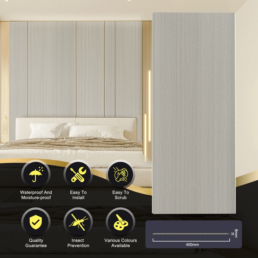 GREAT WOOD แผ่นตกแต่งผนังและฝ้า PVC GPPVC3.7-10 40*0.8*290 ซม. Gray