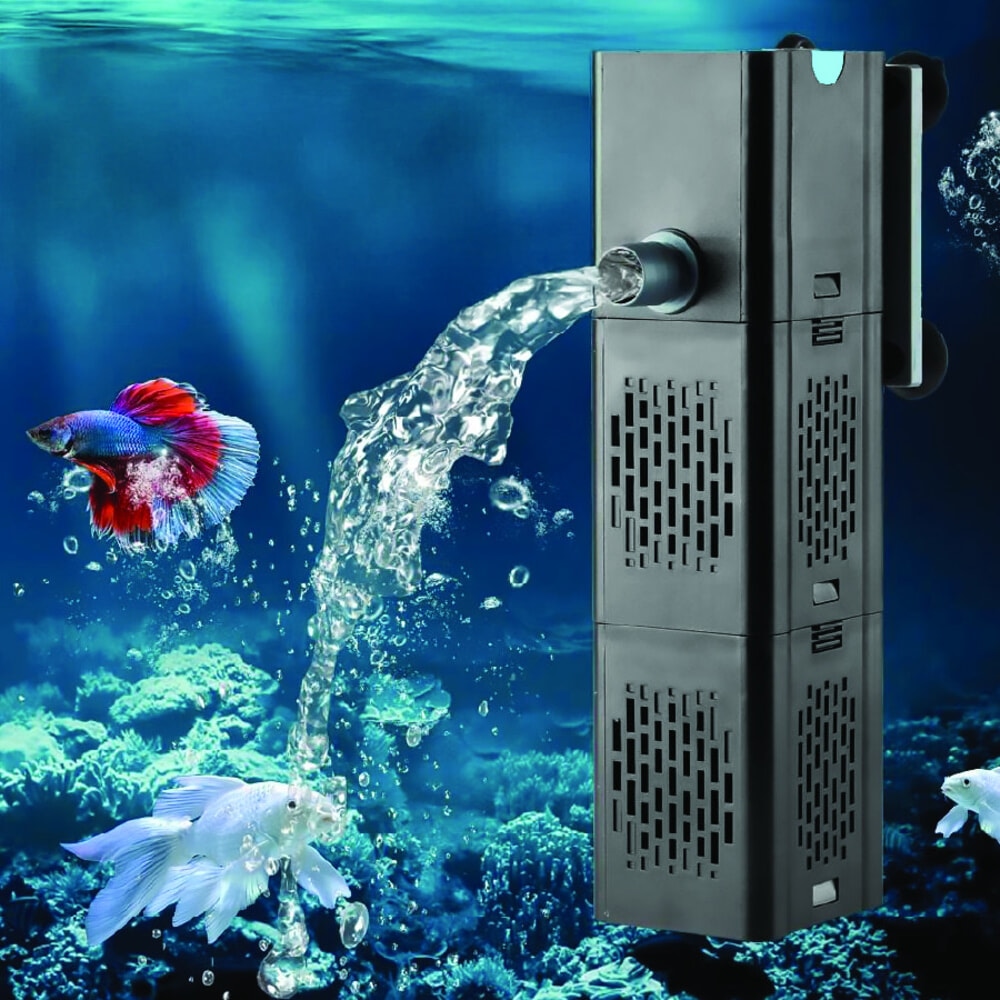 BOYU ปั๊มน้ำพร้อมกรองตู้ปลา รุ่นXFP-1500F ขนาด15W Qmax1500L/H สีดำน้ำเงิน