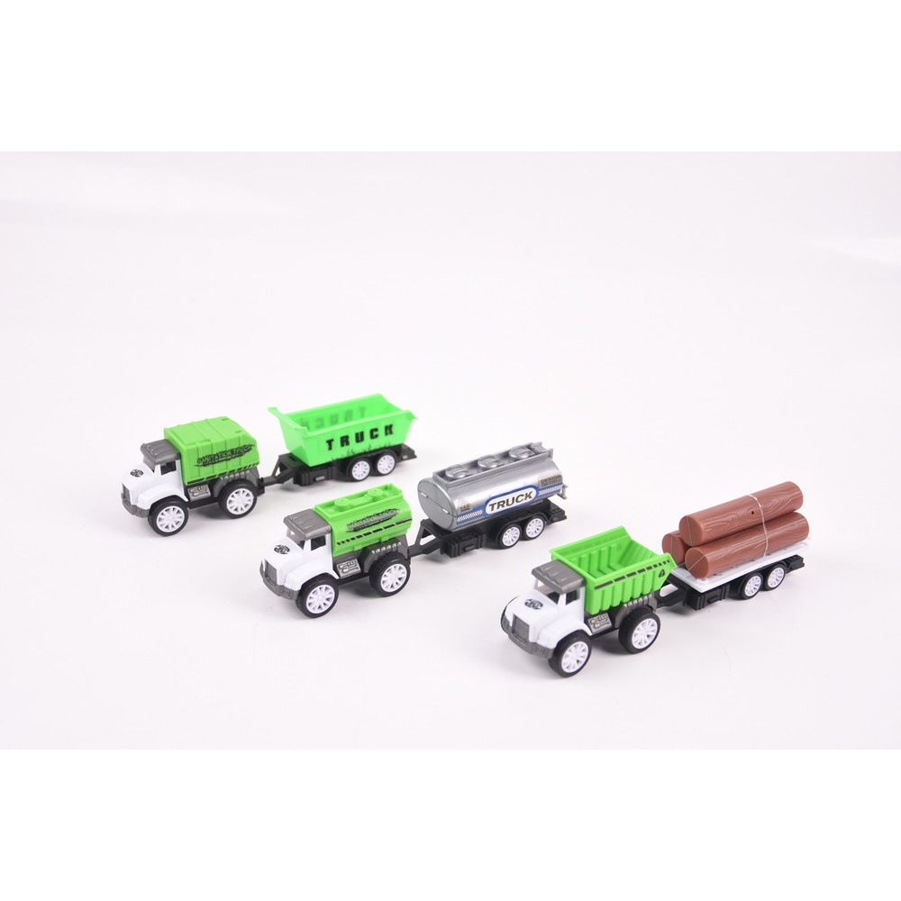TOYS ของเล่นชุดรถพ่วงแทรคเตอร์ขนของ บรรจุ3คัน สีเขียว#99841-60(22x4.5x20.5ซม.)