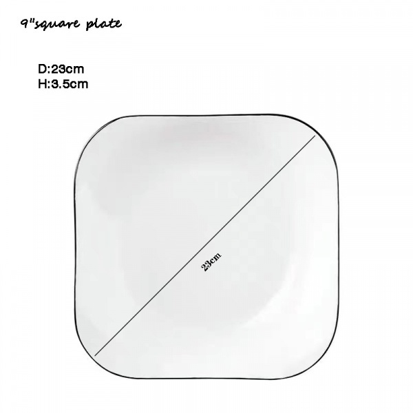 ADAMAS จานเซรามิคทรงเหลี่ยม 9 นิ้ว ANTONIO สีขาว