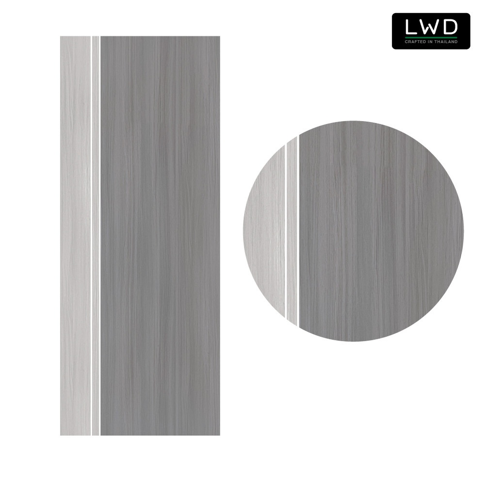 LWD ประตู UDoor UPVC สี Silver Gray+Light Gray ยาแนวสีขาว ขนาด 3.5x80x200 ซม.