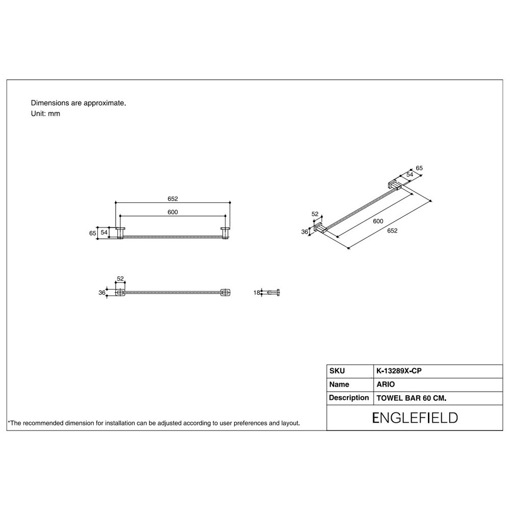 Englefield ราวพาดผ้า รุ่น อาริโอ K-13289X-CP
