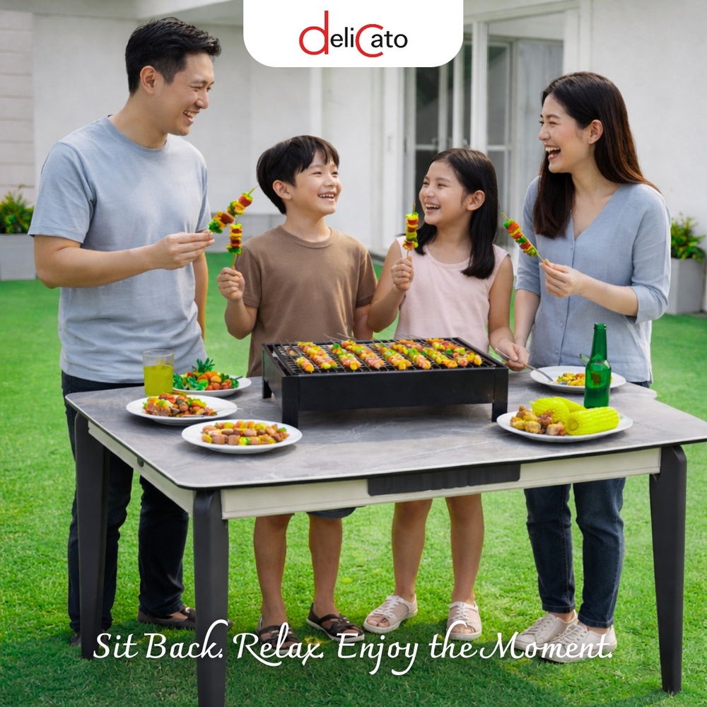 DELICATO โต๊ะอาหารหินอ่อนเทียม รุ่น GLOSSIO โต๊ะ: 130x80x75 ซม