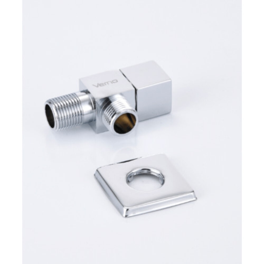 Verno สต๊อปวาล์วทองเหลือง 1 ทาง รุ่น PQS-C3SJ ขนาด 7.3x4.1x2.8 ซม. สีเงิน