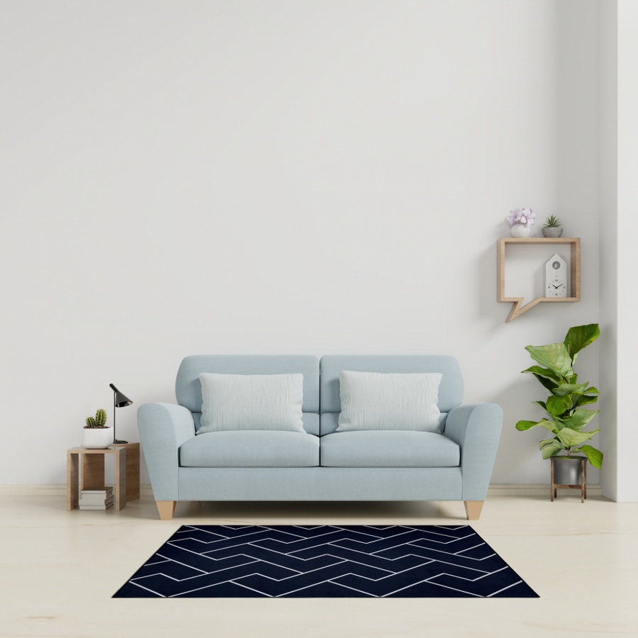 COZY พรมปูพื้นสไตล์นอร์ดิก รุ่น ROSE-01 ขนาด 90x150x0.6CM สีดำ
