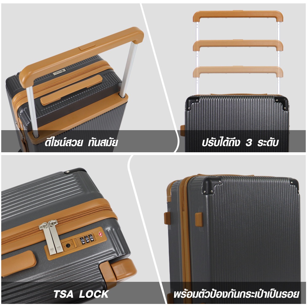 WETZLARS กระเป๋าเดินทางแบบด้านจับยาว ขนาด 24 นิ้ว รุ่น Jasper-02 ขนาด 23x37x55 ซม. สีเทาเข้ม