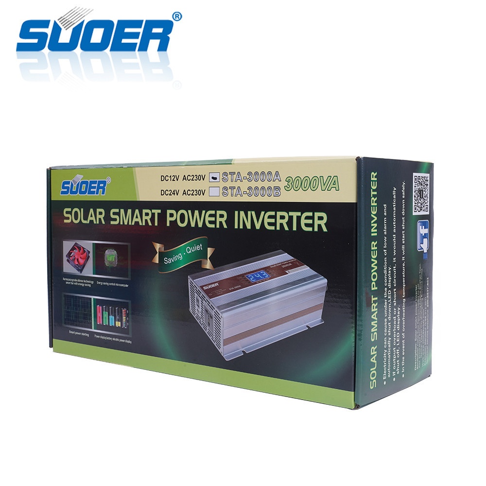 SUOER เครื่องแปลงไฟ Modified wave Inverter 12V รุ่น STA-3000 W/A (มีหน้าจอ) สีน้ำตาล