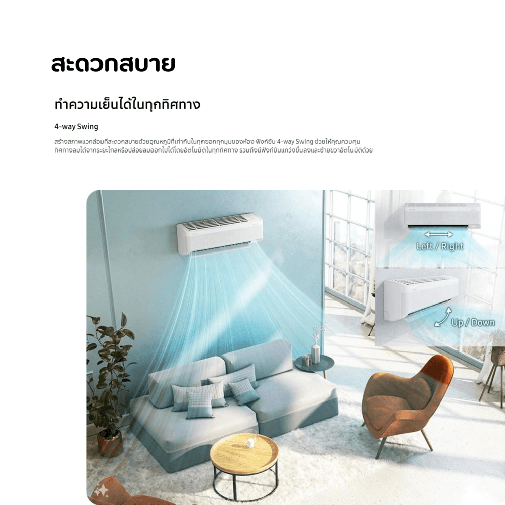 SAMSUNG เครื่องปรับอากาศ S-Inverter Eco Plus 21500BTU AR24DYHZBWKNST สีขาว
