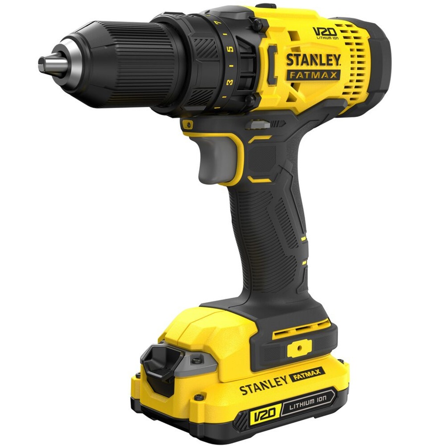STANLEY สว่านกระแทกไร้สาย 20V รุ่น SCD711D2KA-B1 พร้อมแบตเตอรี่ 2.0 Ah และดอกสว่าน 100 ชิ้น