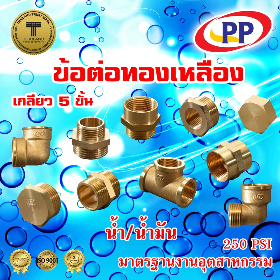 PP ข้อต่อตรงทองเหลือง ผม. 1/2" รุ่น 300493