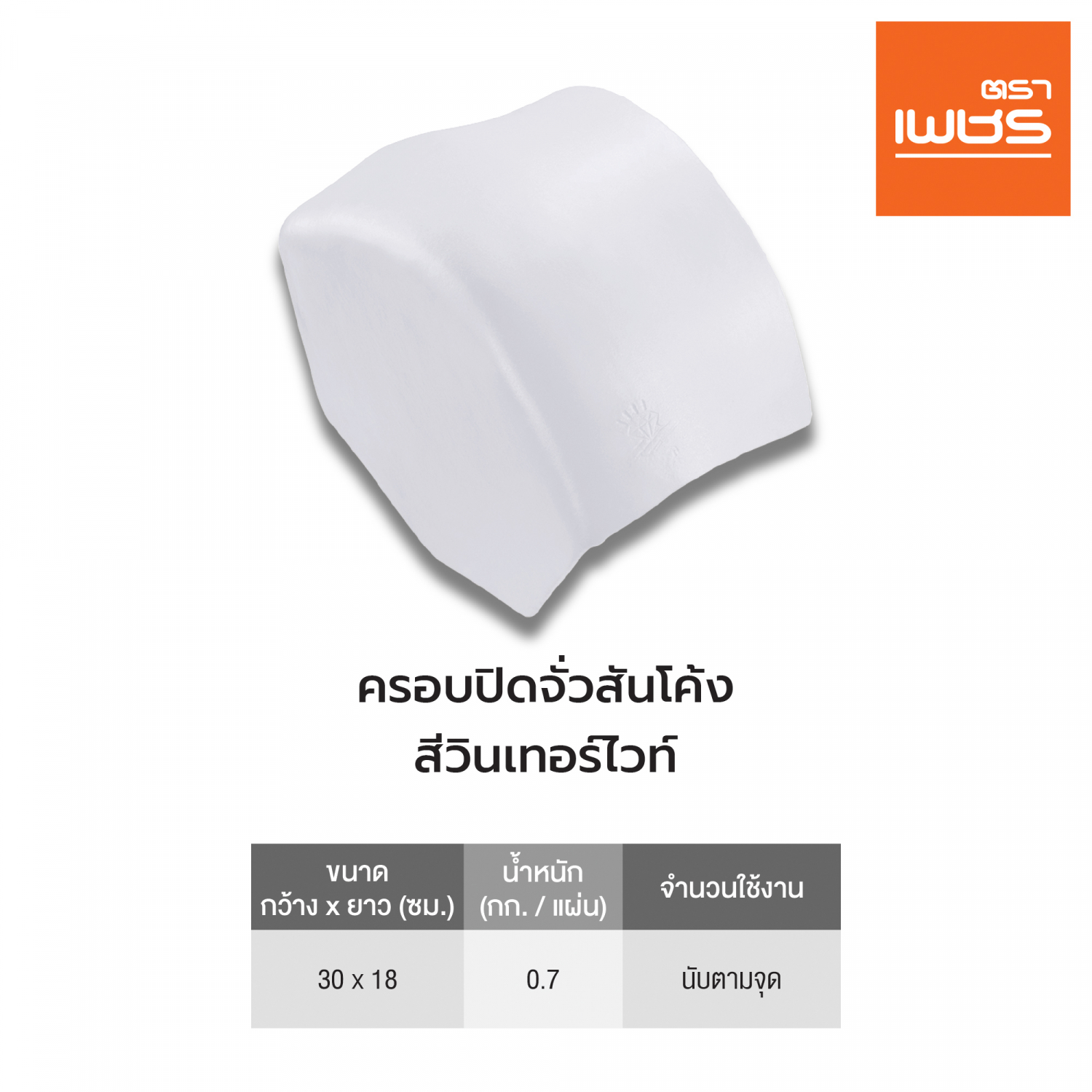 ตราเพชร ครอบปิดจั่วสันโค้ง หลังคาลอนคู่ สีวินเทอร์ไวท์