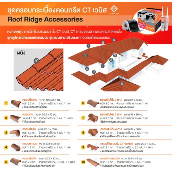 ตราเพชร กระเบื้องหลังคาคอนกรีต CTเวนิส สีเทามิลาน