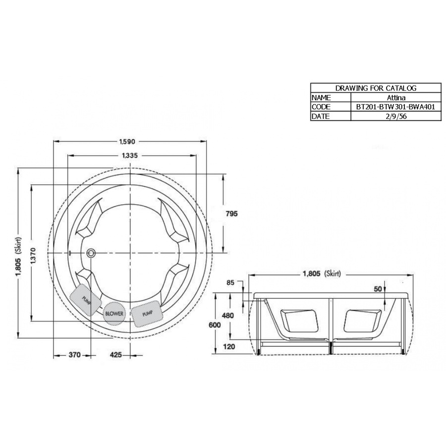 Cotto อ่างอาบน้ำแบบก่อ ทรงกลม รุ่น แอททินา BT201PP(H)