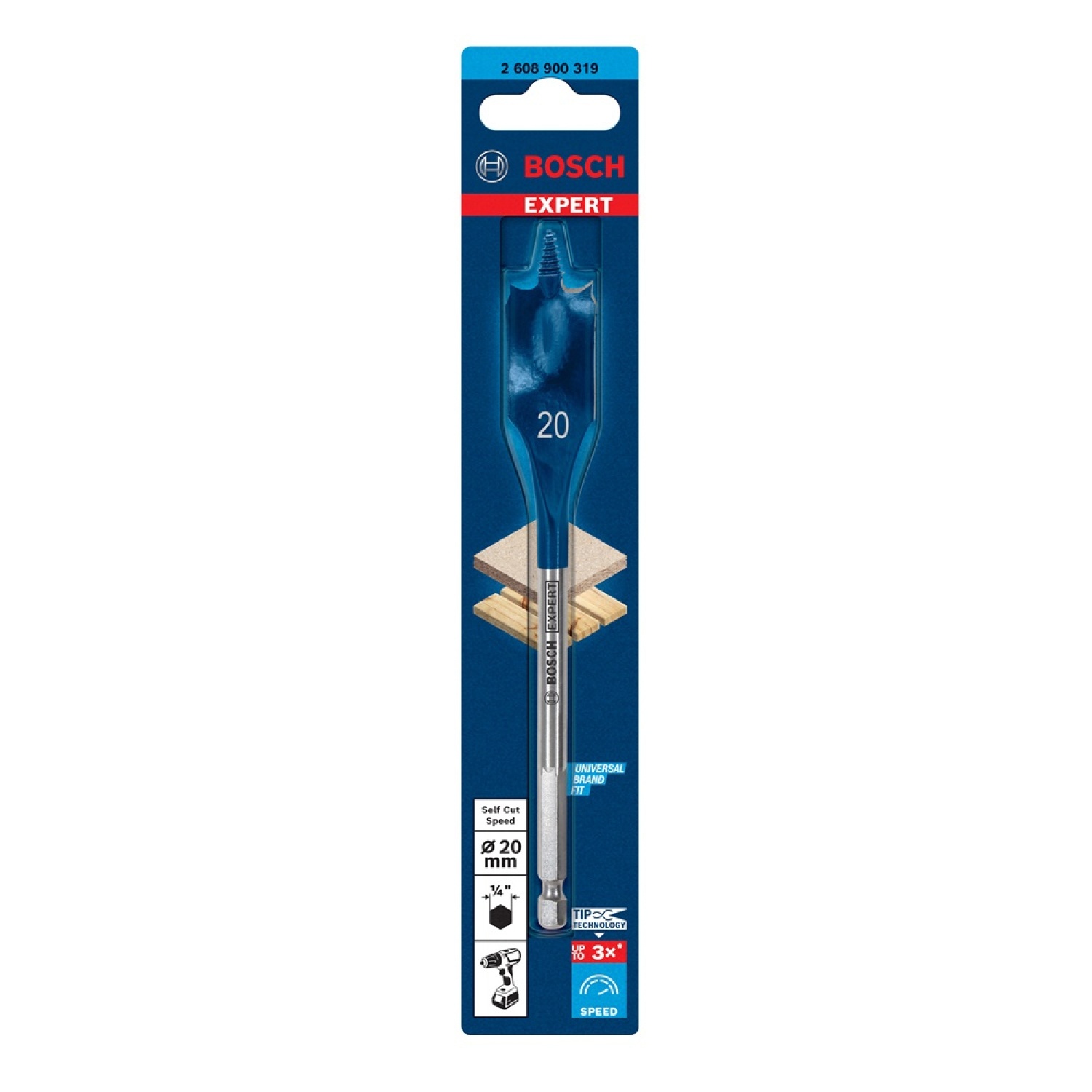 BOSCH ดอกเจาะไม้ใบพาย SelfCut Speed 20 x 152 มม Expert