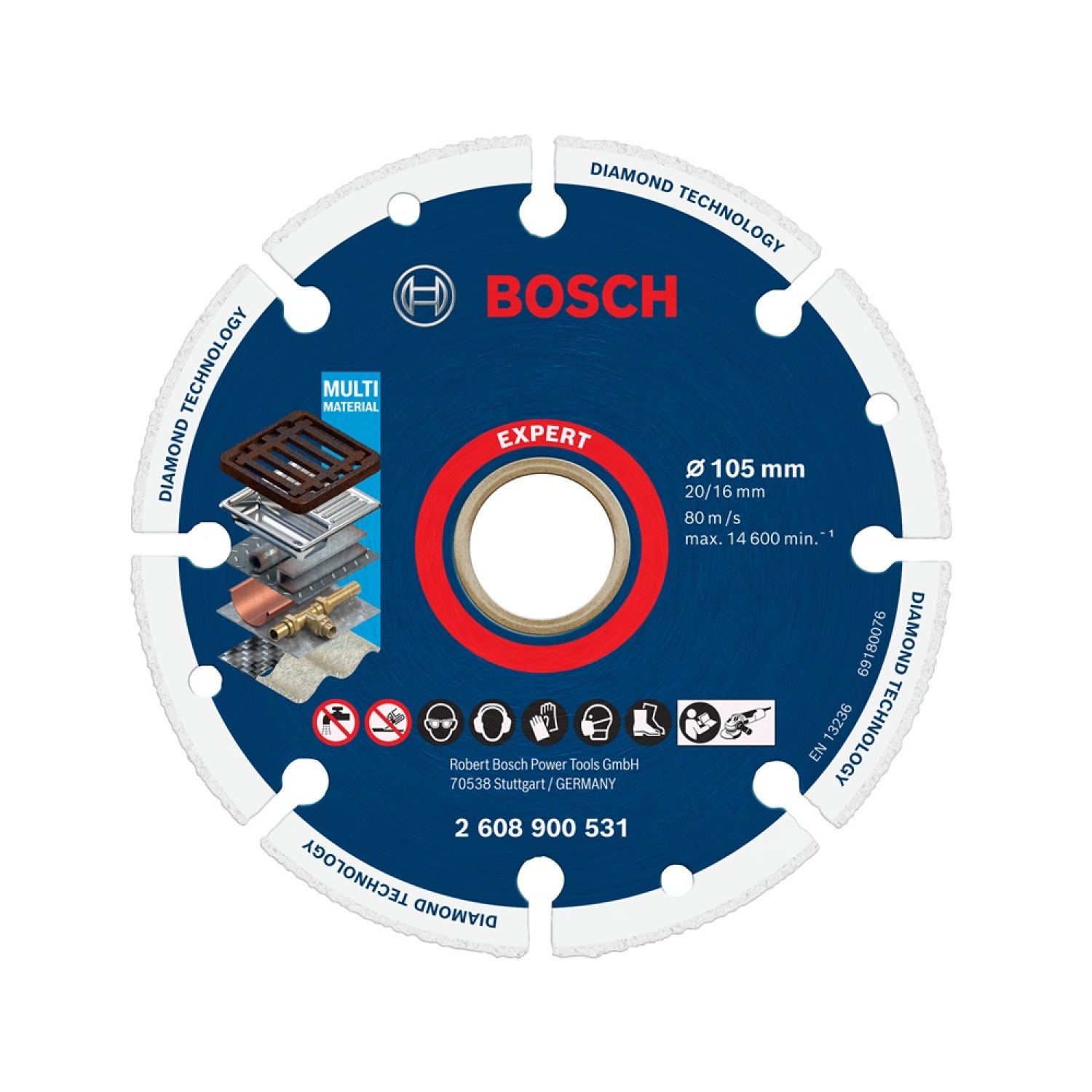 BOSCH ใบเพชร 4 นิ้ว ตัดเหล็ก 105x1.6mm. รุ่น Expert #531
