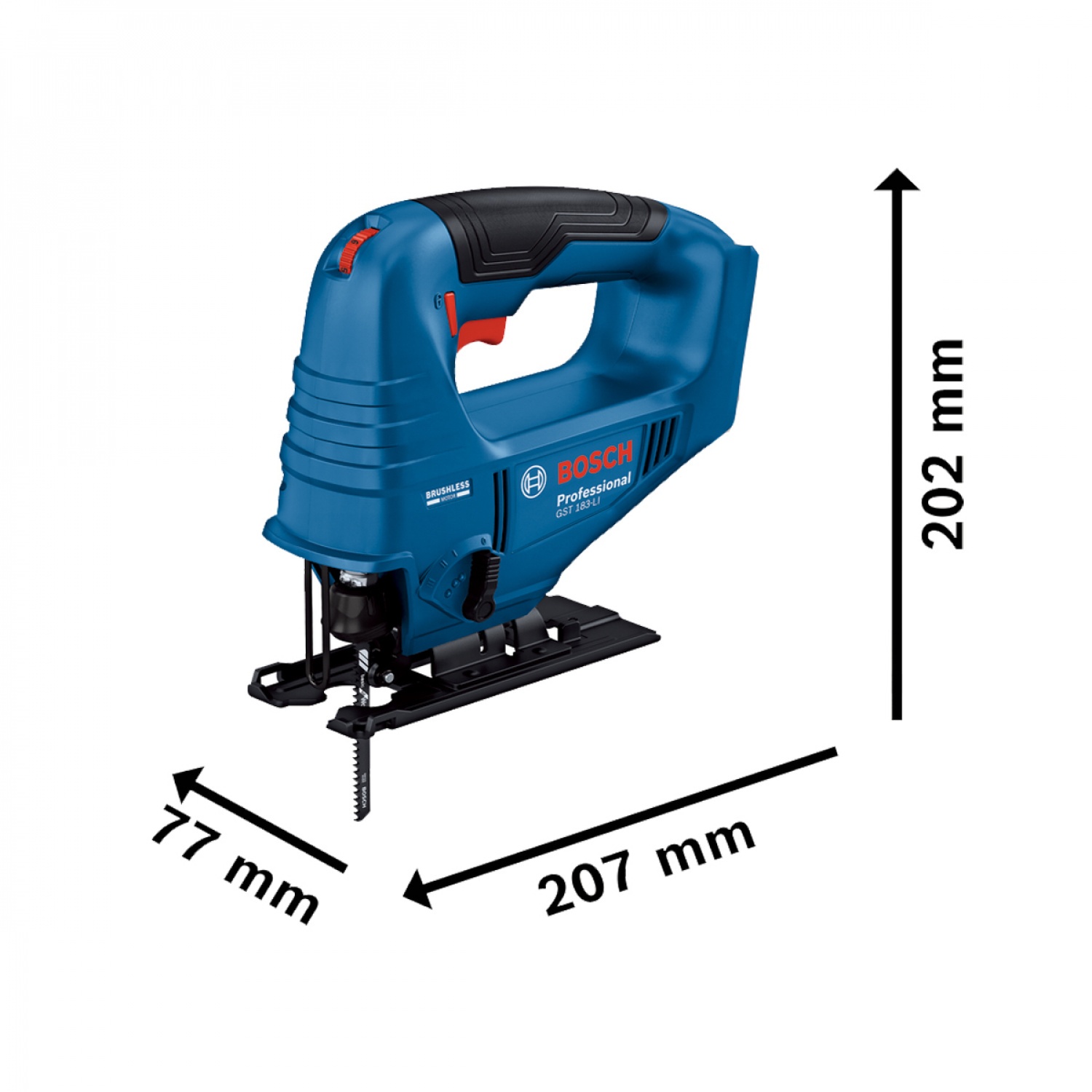 BOSCH จิ๊กซอว์ ไร้สาย 18V Brushless รุ่น GST183-Li (เฉพาะเครื่อง)