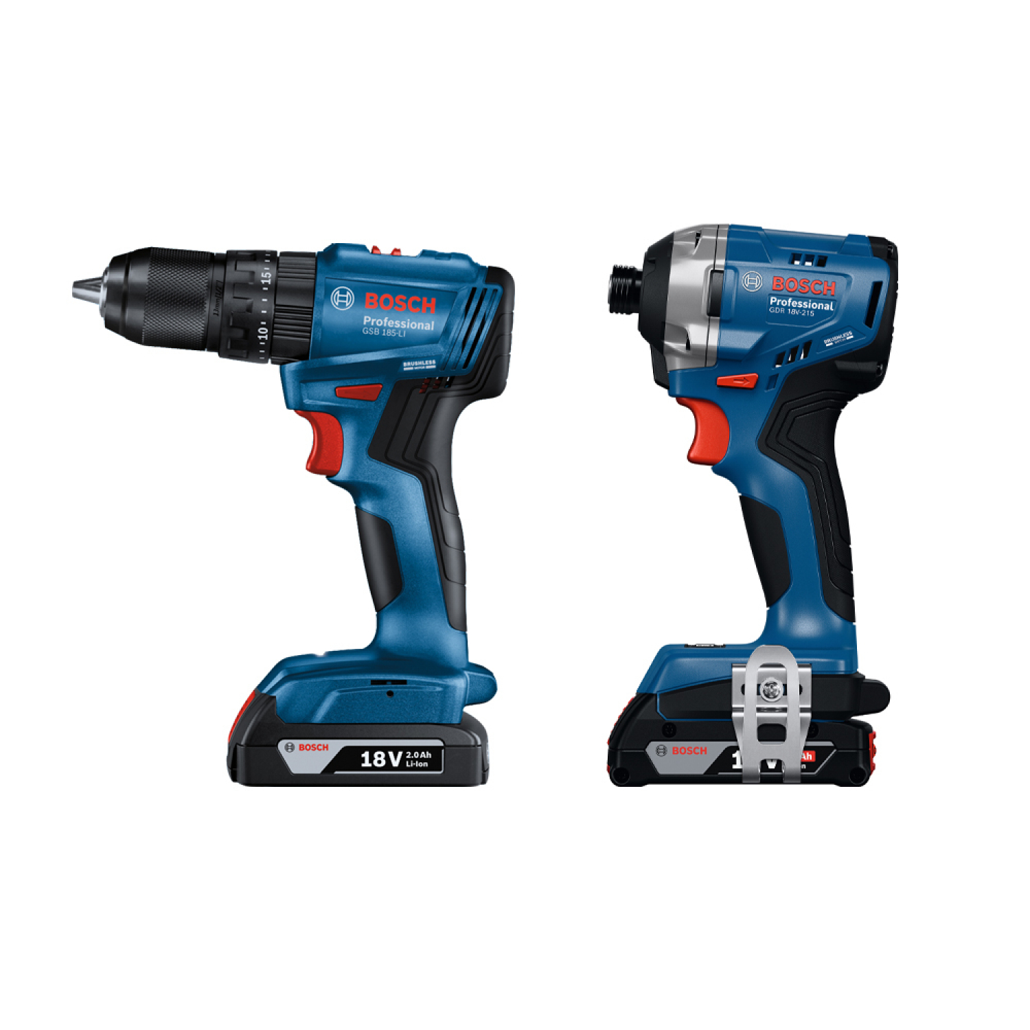 BOSCH ชุด Set สว่านกระแทกไร้สาย 18V GSB185-Li+ไขควงกระแทกไร้สาย 18V GDR18V-215