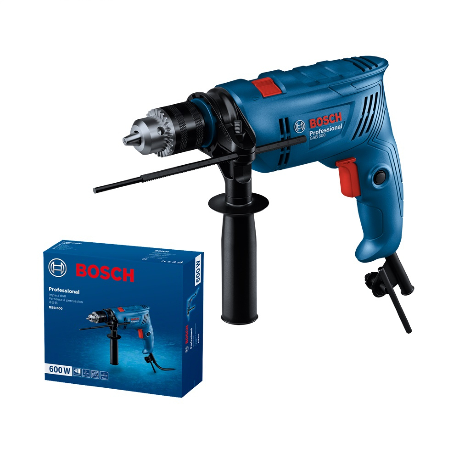 BOSCH สว่านกระแทก 1/2 นิ้ว(13mm) 600W รุ่น GSB600