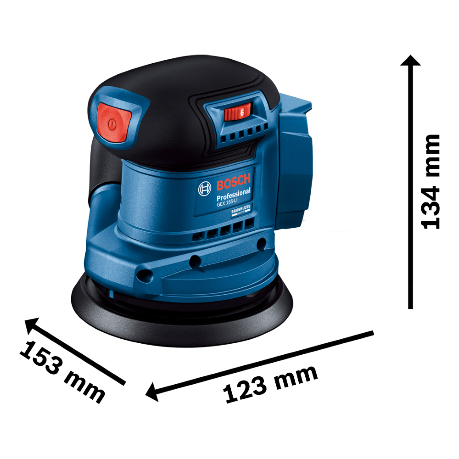 BOSCH เครื่องขัดกระดาษทรายไร้สาย 18V BL รุ่น GEX185-Li (เฉพาะเครื่อง)
