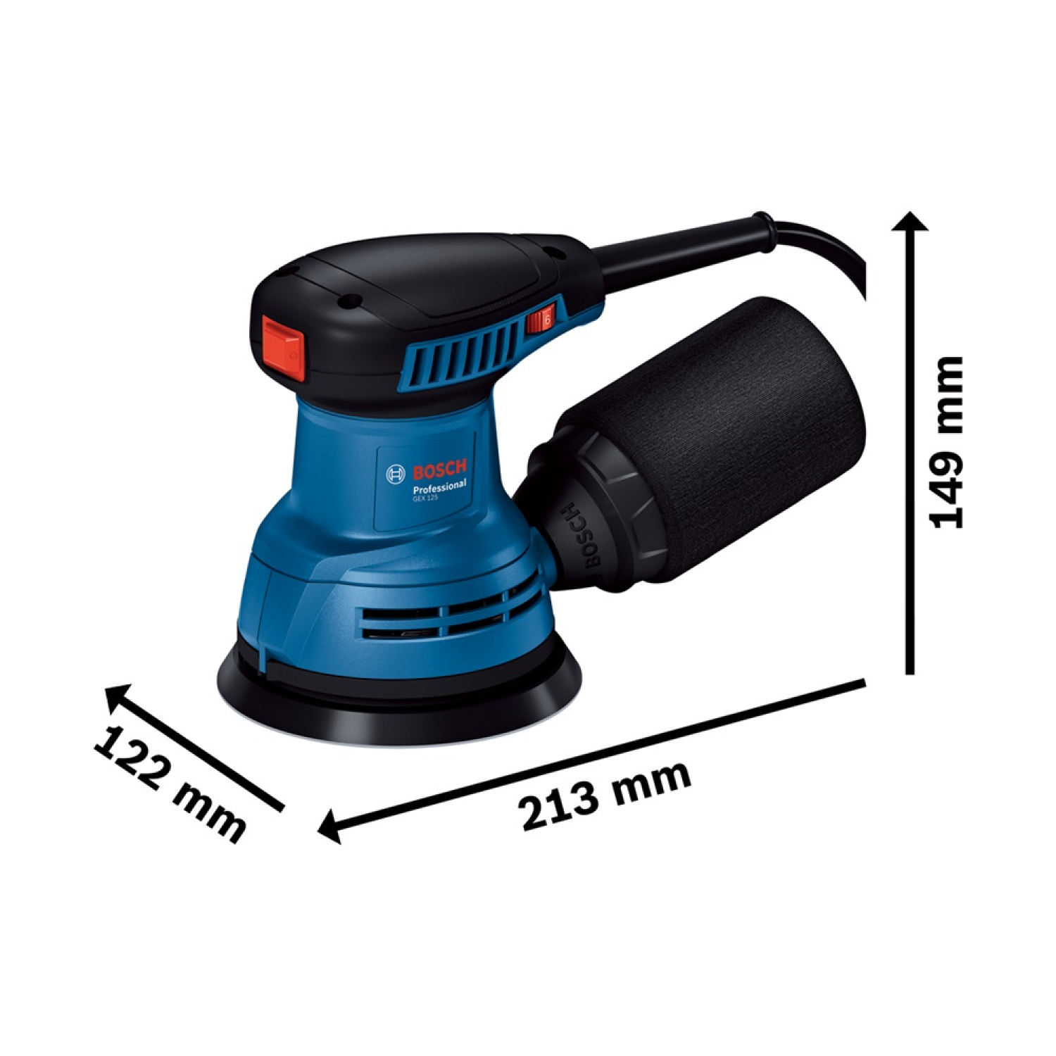 BOSCH เครื่องขัดกระดาษทราย ระบบลูกเบี้ยว 5 นิ้ว 280W รุ่น GEX 125