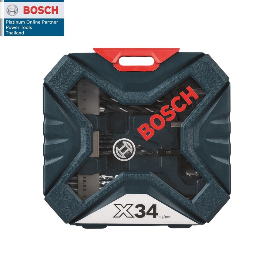 BOSCH ชุดดอกไขควงและดอกเจาะ X-Line 34 ชิ้น สีน้ำเงิน
