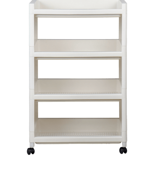 GOME ชั้นวางอเนกประสงค์ 4 ชั้น พร้อมล้อเลื่อน #5964 ขนาด 29.2x49x77 ซม. สีขาว