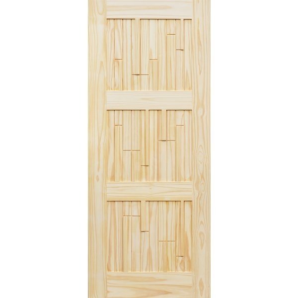 D2D ประตูไม้สน (Pine) บานทึบทำร่องโมเดอร์น D2D -516 80x200ซม.