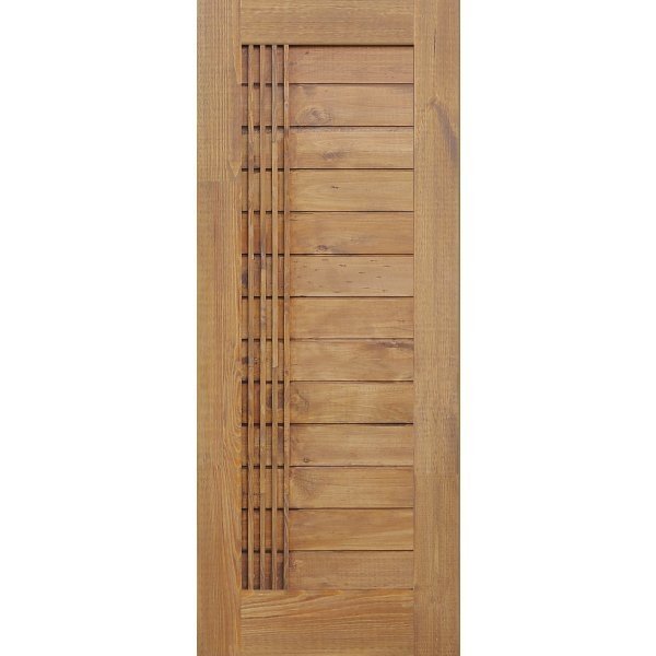 ประตูไม้สน (Pine) บานทึบทำร่อง Eco-Ezero 7 Brunt Ash 90 x200 ซม.