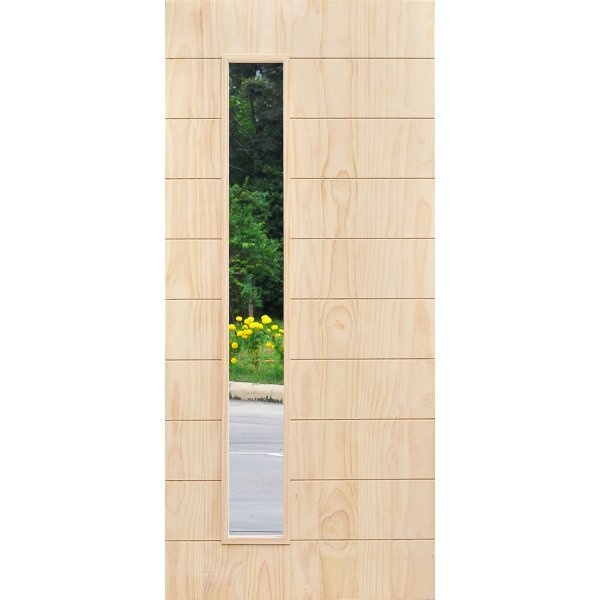 ประตูไม้สน (Pine) ทำร่องพร้อมช่องกระจก D2D-407 80x200 cm.