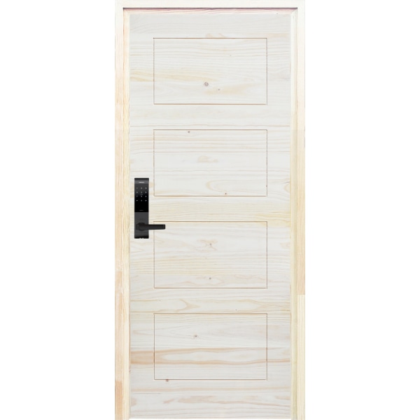 D2Dประตูไม้สน (Pine) บานทึบทำร่อง Borderless รุ่น Eco Pine-811 ขนาด 80x200 ซม.