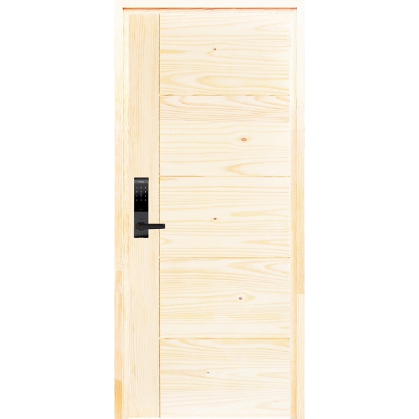 D2Dประตูไม้สน (Pine) บานทึบทำร่อง Borderless รุ่น Eco Pine-805ขนาด 80x200 ซม.